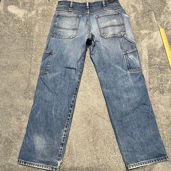 All American Clothing Co Jeans Mens 34 X 32 Blue Straight 90s Made USA Carpenter - Picture 3 of 10